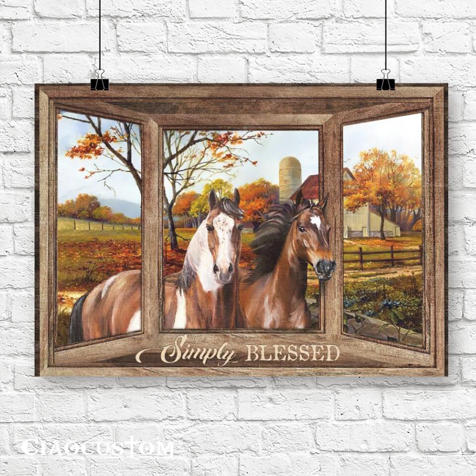 Simply Blessed - Horse Canvas Wall Art - Bible Verse Canvas - Christian Canvas Wall Art - Ciaocustom