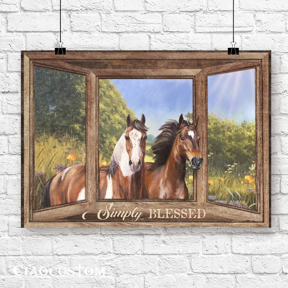 Simply Blessed - Horse And Gardens - Bible Verse Canvas - Christian Canvas Wall Art - Ciaocustom