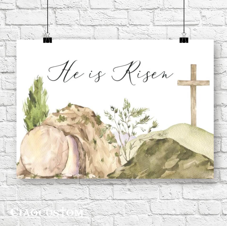 Easter Wall Art - Easter Canvas - He Is Risen - Cross - Jesus Poster - Jesus Canvas - Christian Canvas Art - Christian Gift - Ciaocustom