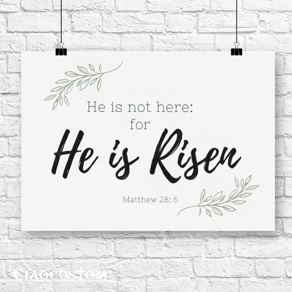 Easter Canvas - He Is Risen - Cross - Jesus Poster - Jesus Canvas - Christian Canvas Wall Art - Christian Gift - Ciaocustom