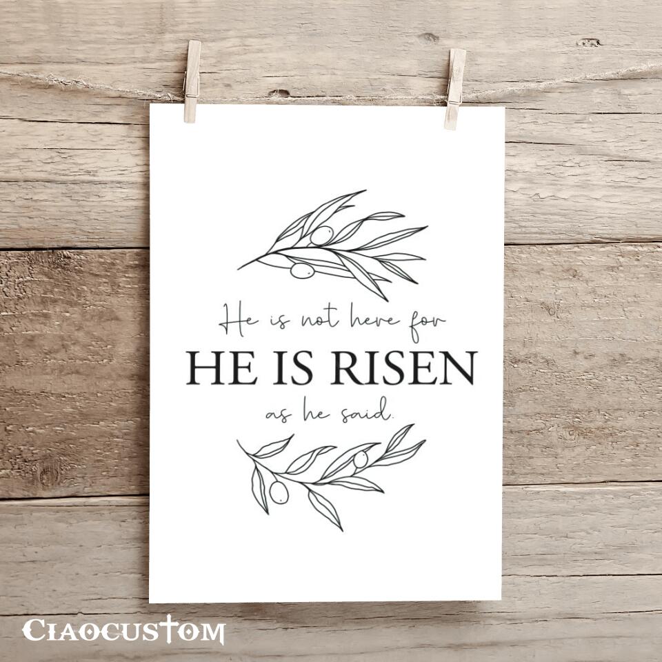 Easter Wall Art - He Is Not Here For He Is Risen - Cross - Jesus Poster - Jesus Canvas - Christian Canvas Wall Art - Christian Gift - Ciaocustom