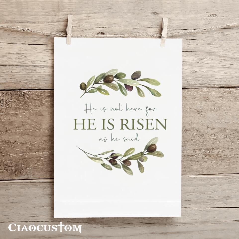 He Is Not Here For He Is Risen As He Said - Jesus Poster - Jesus Canvas - Christian Canvas Wall Art - Christian Gift - Ciaocustom