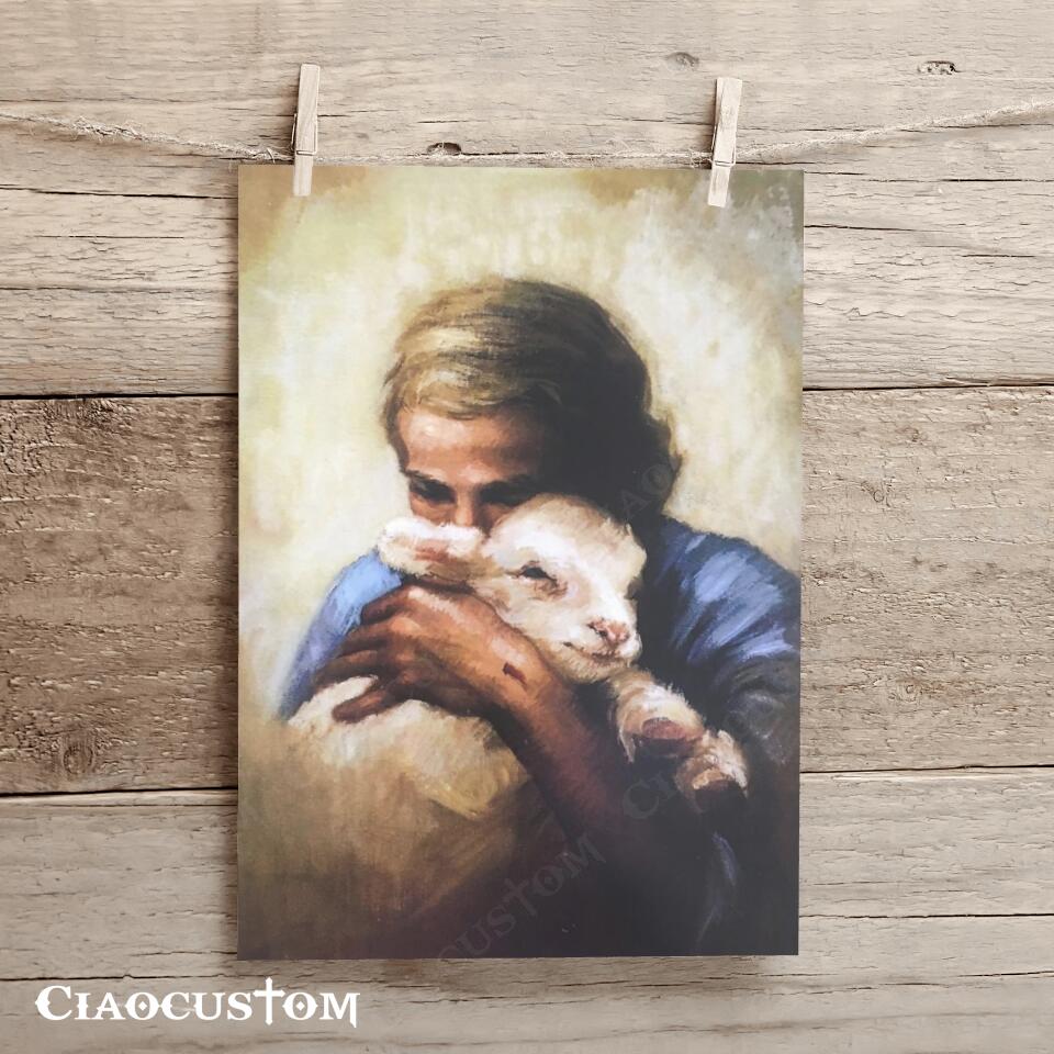 Jesus and the Lamb - Jesus Painting - Jesus Poster - Jesus Canvas - Christian Canvas Wall Art - Christian Gift - Ciaocustom