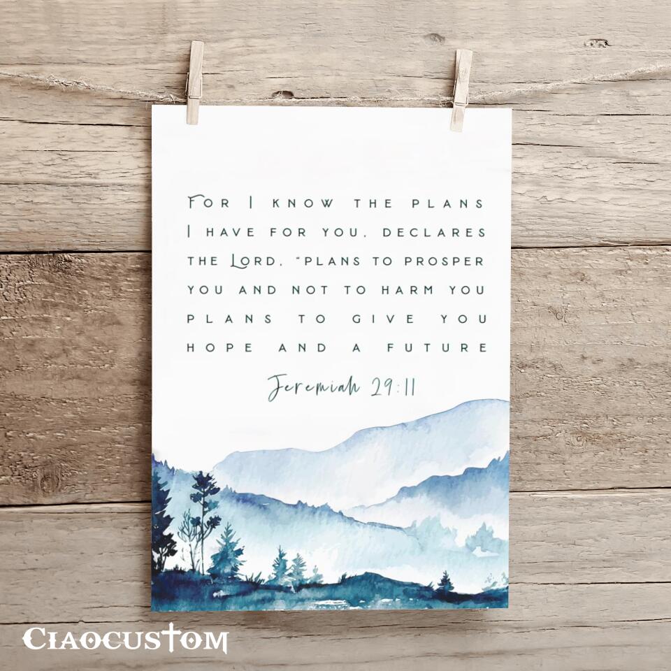 For I Know the Plans I Have For You - Canvas Wall Art - Christian Canvas Prints - Faith Canvas - Bible Verse Canvas - Ciaocustom