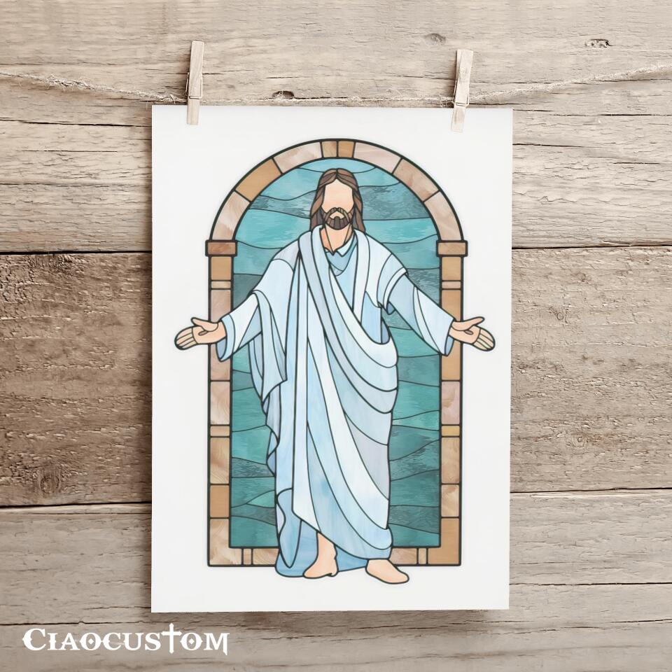 He Is Risen Stained - Jesus Pictures - Jesus Canvas Poster - Jesus Wall Art - Christian Canvas Prints - Faith Canvas - Gift For Christian - Ciaocustom