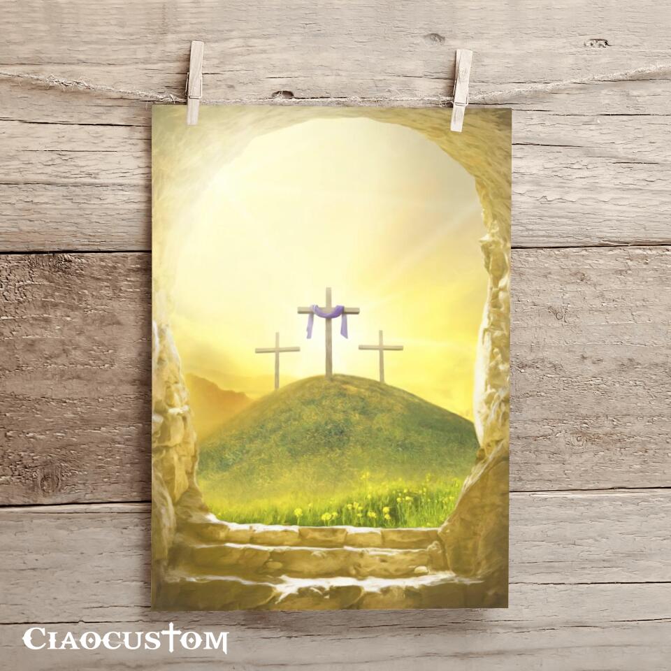 Religious Easter - Cross Painting - Jesus Poster - Jesus Canvas - Christian Canvas Wall Art - Christian Gift - Ciaocustom