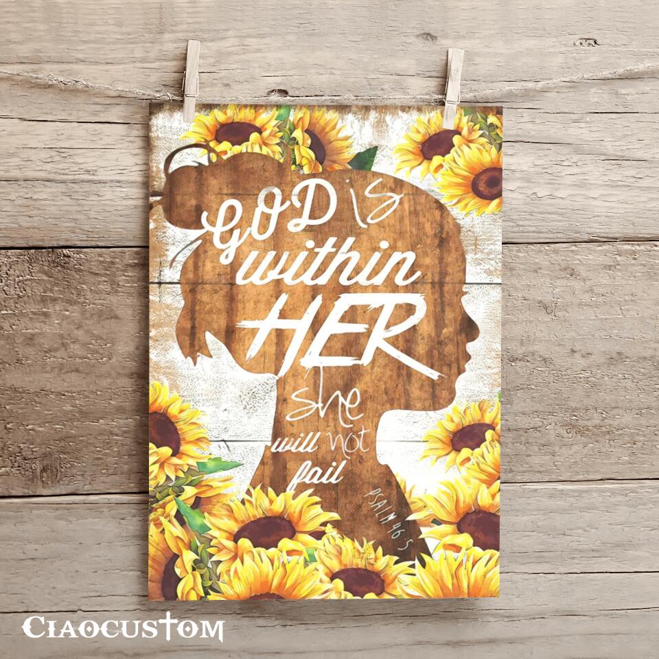 God Is Is Within Her She Will Not Fall - Jesus Canvas Wall Art - Bible Verse Canvas - Christian Canvas Wall Art - Ciaocustom