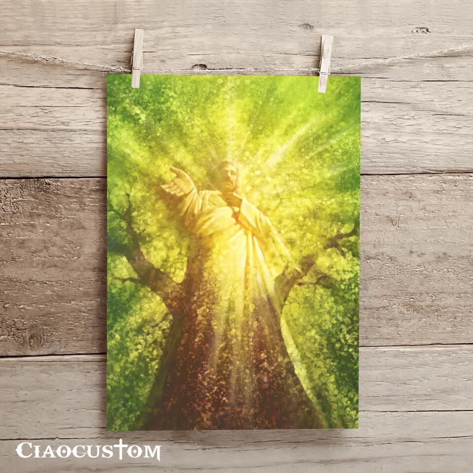 Tree of Life And Jesus - Jesus Painting - Jesus Poster - Jesus Canvas - Christian Canvas Wall Art - Christian Gift - Ciaocustom