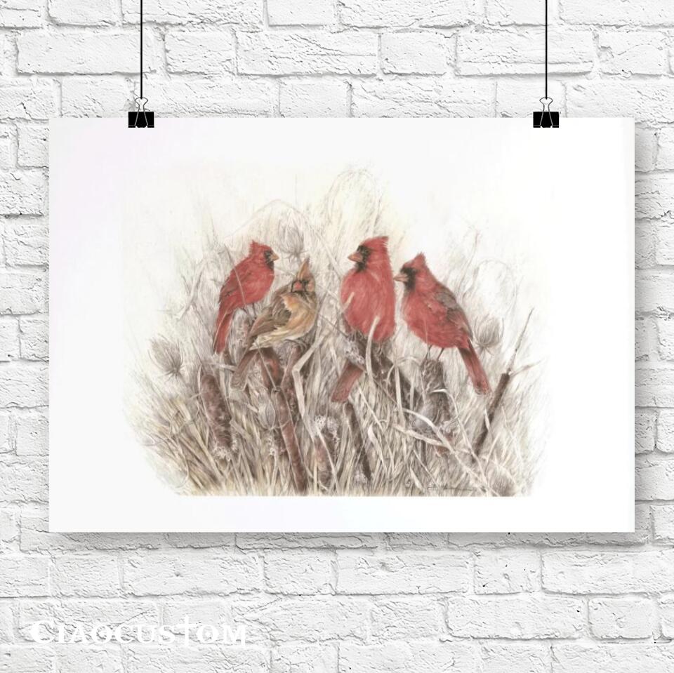 Cardinal Bird Painting - Jesus Poster - Jesus Canvas - Christian Canvas Wall Art - Christian Gift - Ciaocustom