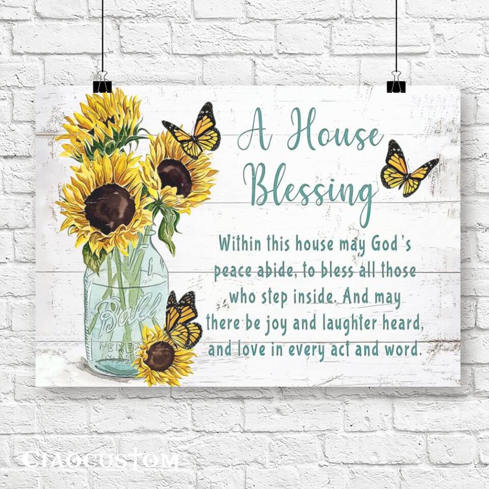 A House Blessing - Jesus Canvas Wall Art - Bible Verse Canvas - Christian Canvas Wall Art - Ciaocustom