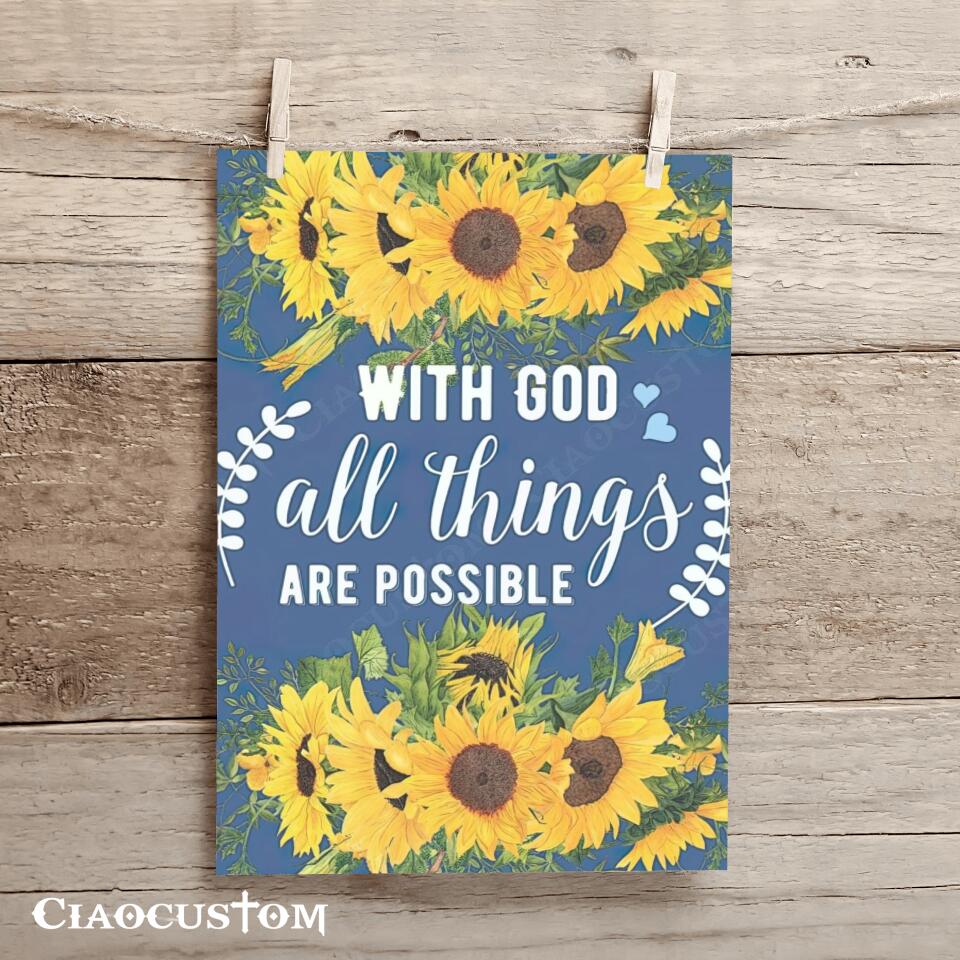 With God All Things Are Posible - Jesus Canvas Wall Art - Bible Verse Canvas - Christian Canvas Wall Art - Ciaocustom