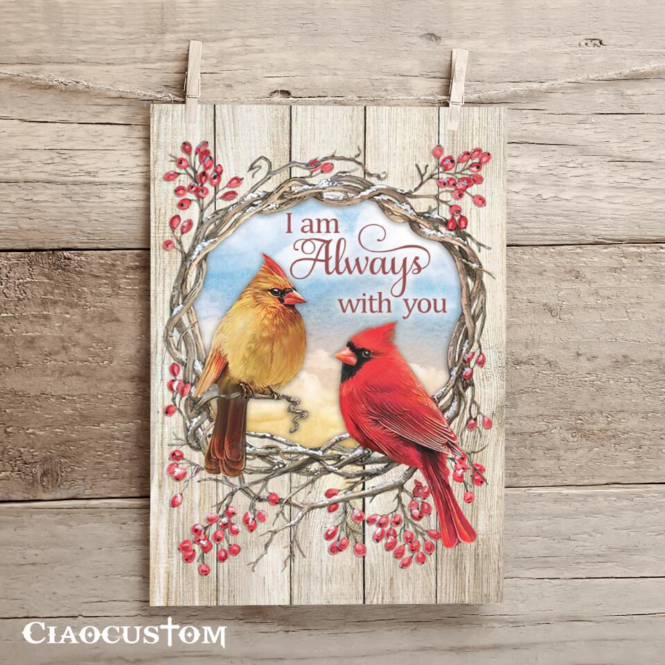 I Am Always With You (Cardinal Couple) - Canvas Wall Art - Christian Canvas Prints - Faith Canvas - Bible Verse Canvas - Ciaocustom