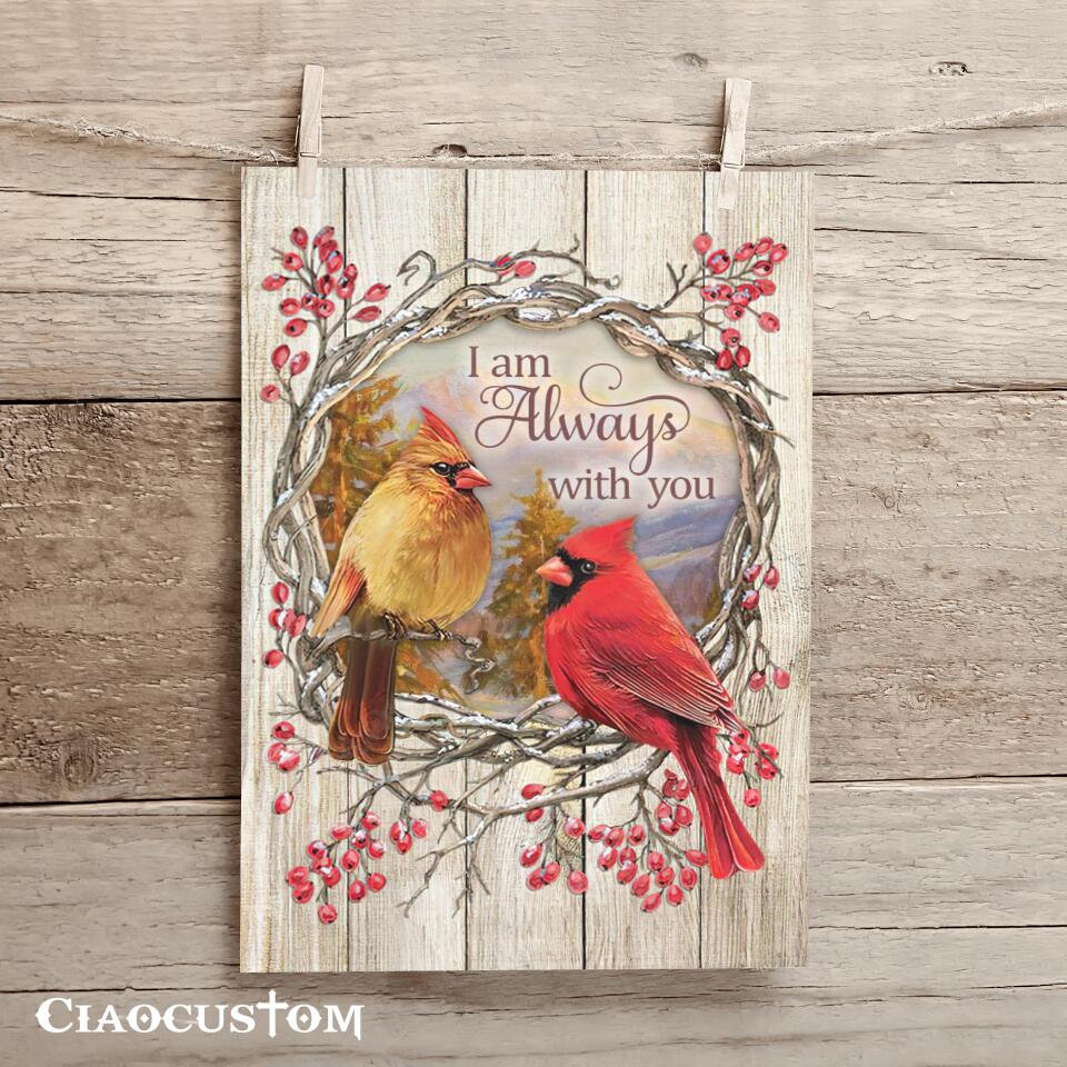 I Am Always With You (Two Cardinals) - Canvas Wall Art - Christian Canvas Prints - Faith Canvas - Bible Verse Canvas - Ciaocustom