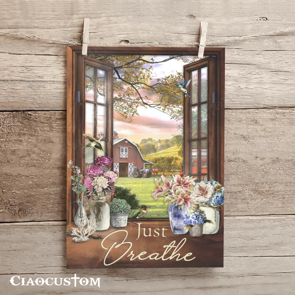 Just Breathe (Farm House) - Canvas Wall Art - Christian Canvas Prints - Faith Canvas - Bible Verse Canvas - Ciaocustom