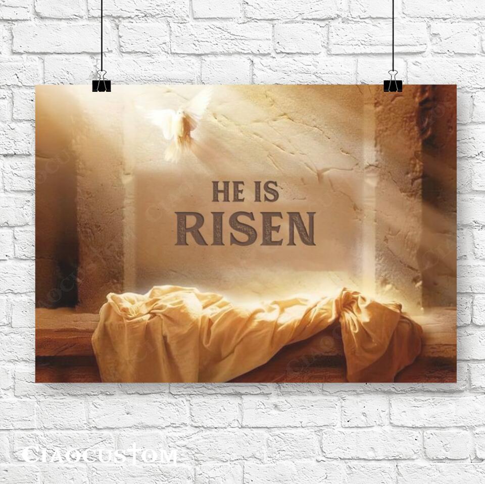 He Is Not Here He Has Risen - Jesus Canvas Wall Art - Bible Verse Canvas - Christian Canvas Wall Art - Ciaocustom