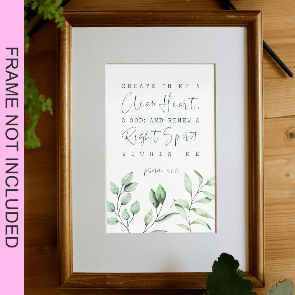 Create In Me A Clean Heart Fine Art Print - Christian Wall Art Prints - Bible Verse Wall Art - Best Prints For Home - Gift For Christian - Ciaocustom