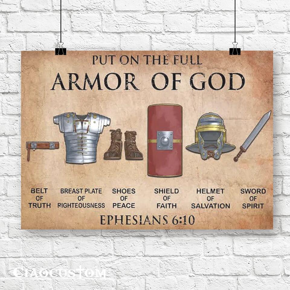 Put On The Full Armor Of God Canvas Wall Art - Christian Canvas Prints - Faith Canvas - Bible Verse Canvas - Ciaocustom