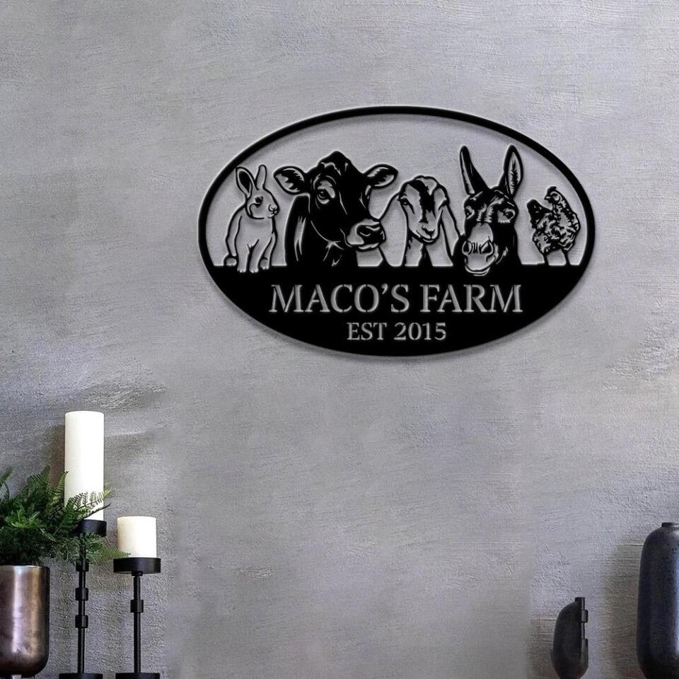 Custom Metal Farm Signs - Personalized Family Name Metal Sign - Family Name Sign Decor - Farm Animals Sign - Metal Farm Sign - Farmhouse - Ciaocustom