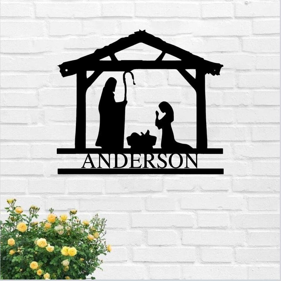 Personalized Nativity Metal Sign - Christian Metal Sign - Christmas Metal Sign - Farmhouse Christmas Decor