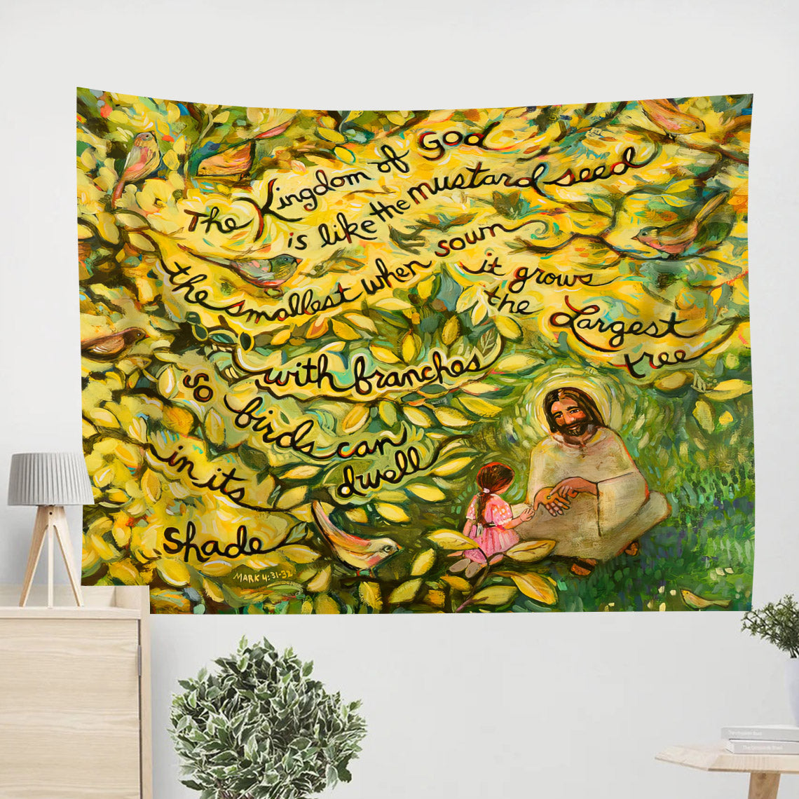 The Mustard Seed Tapestry - Christian Tapestry Wall Decor - Ciaocustom