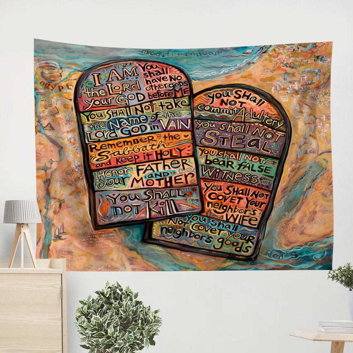 The Ten Commandments Wall Tapestry - Christian Tapestry - Ciaocustom