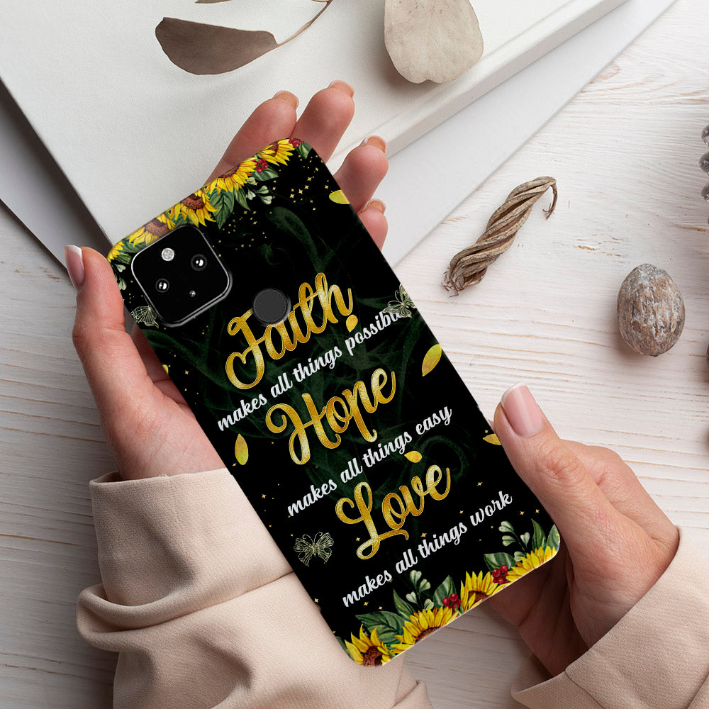 Faith Hope Love - Sunflower - Christian Phone Case - Religious Phone Case - Bible Verse Phone Case - Ciaocustom