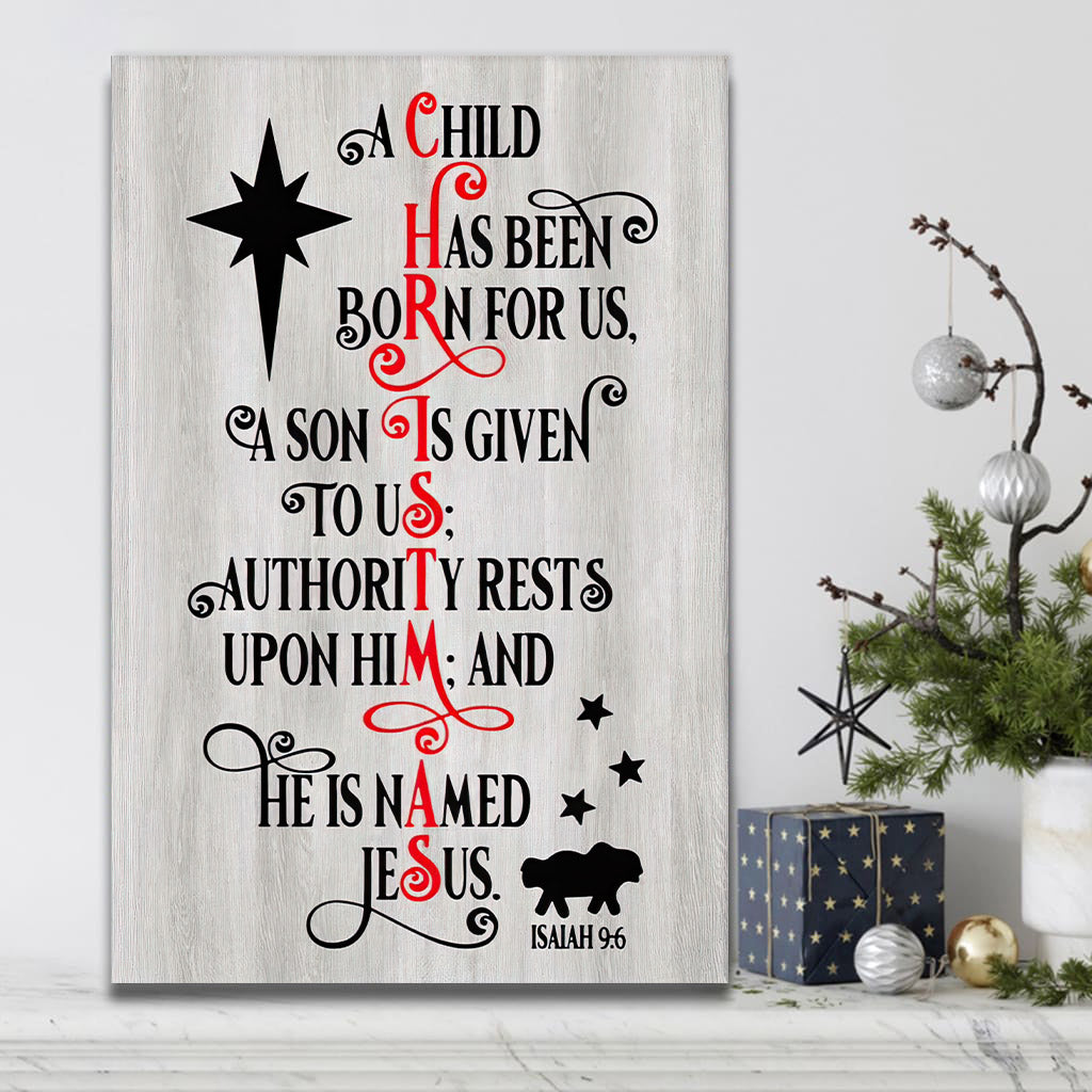A Child Has Been Born For Us Christmas Wall Art Canvas Print Christian Gifts
