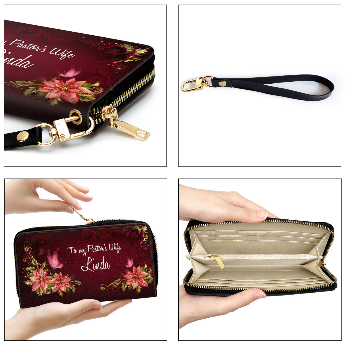 A Woman With A Heart That Cares Gift For Pastors's Wife Butterfly And Flower Clutch Purse For Women - Personalized Name - Christian Gifts For Women