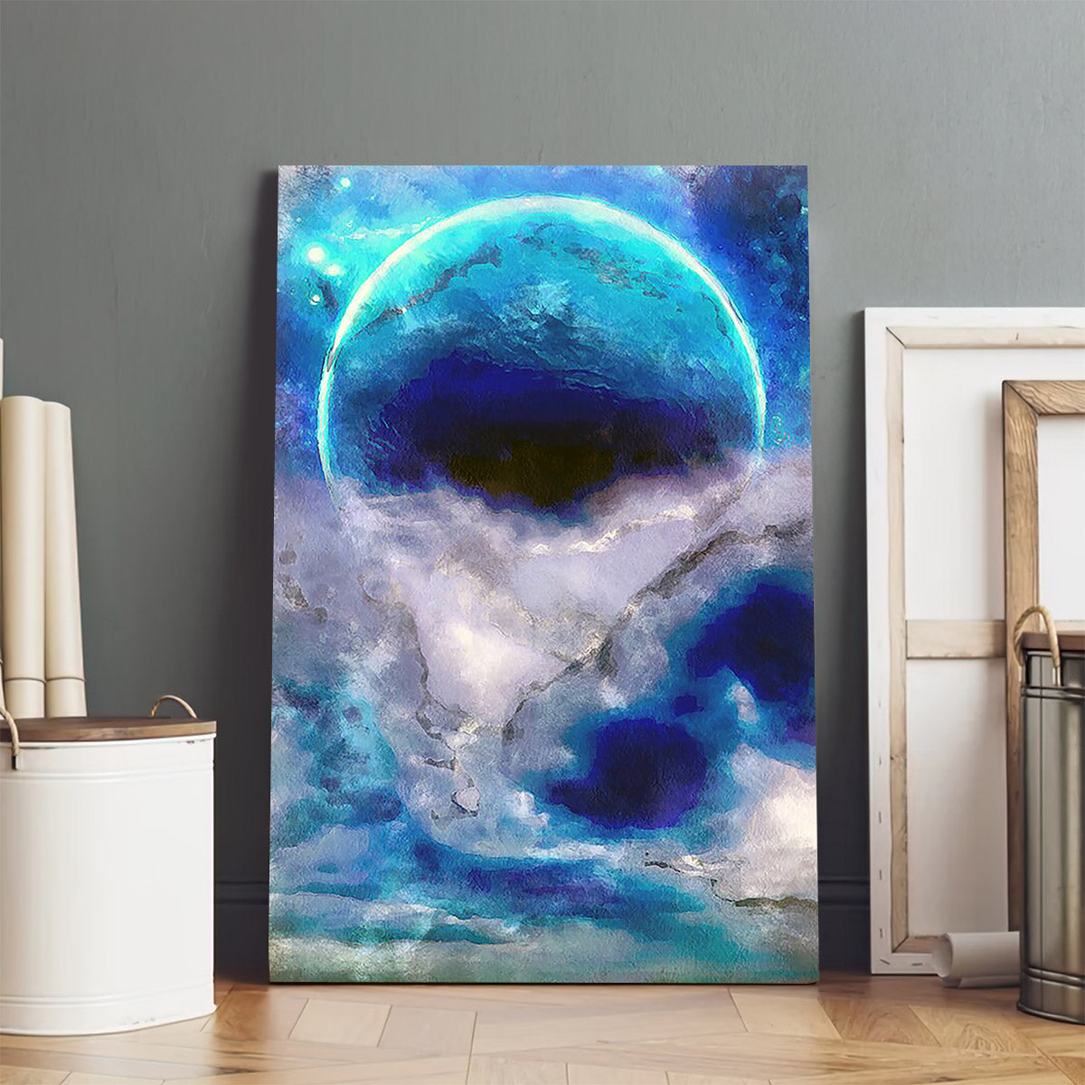 Abstract Seascape Moon Painting Canvas Wall Art - Canvas Wall Decor - Home Decor Living Room