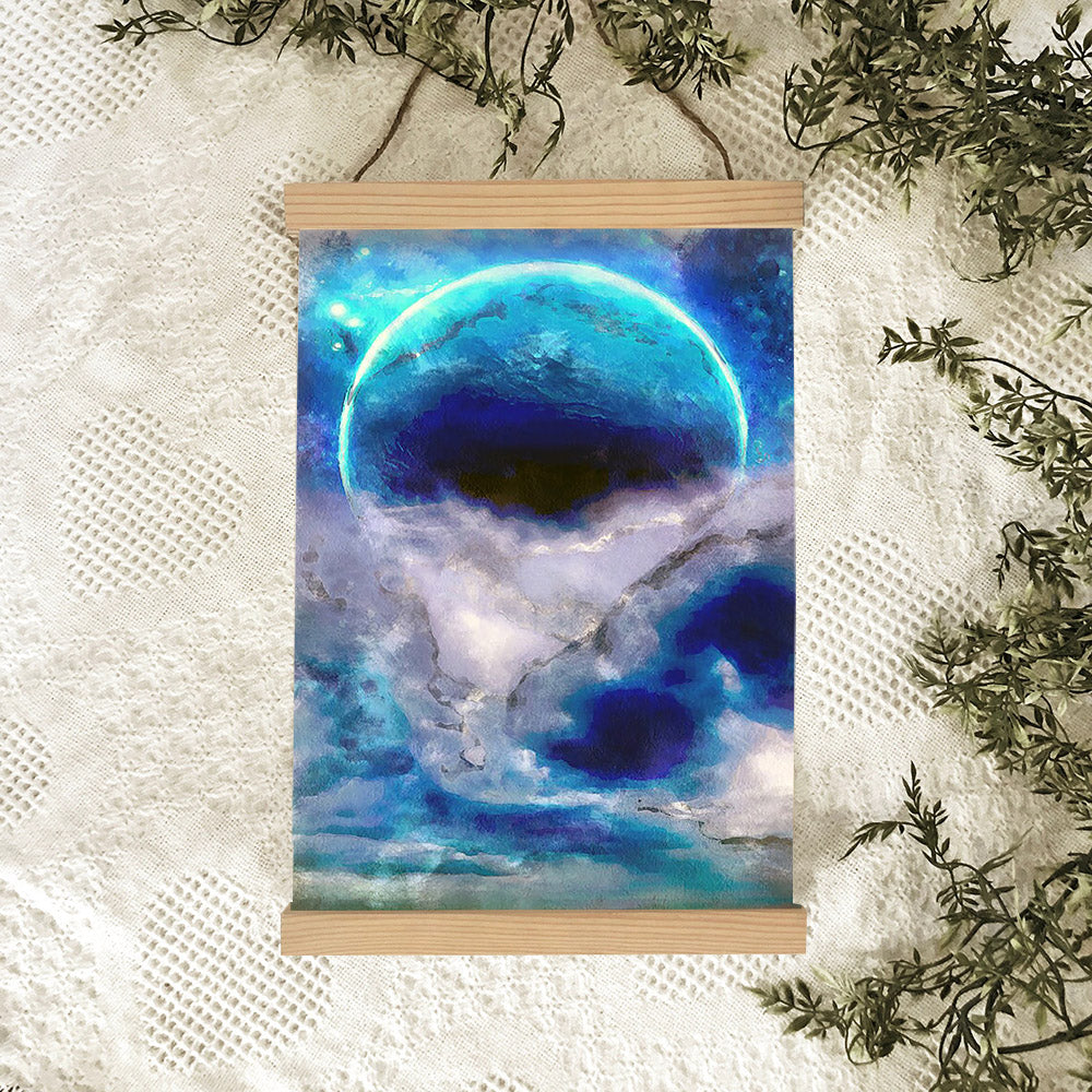 Abstract Seascape Moon Painting Hanging Canvas Wall Art - Canvas Wall Decor - Home Decor Living Room