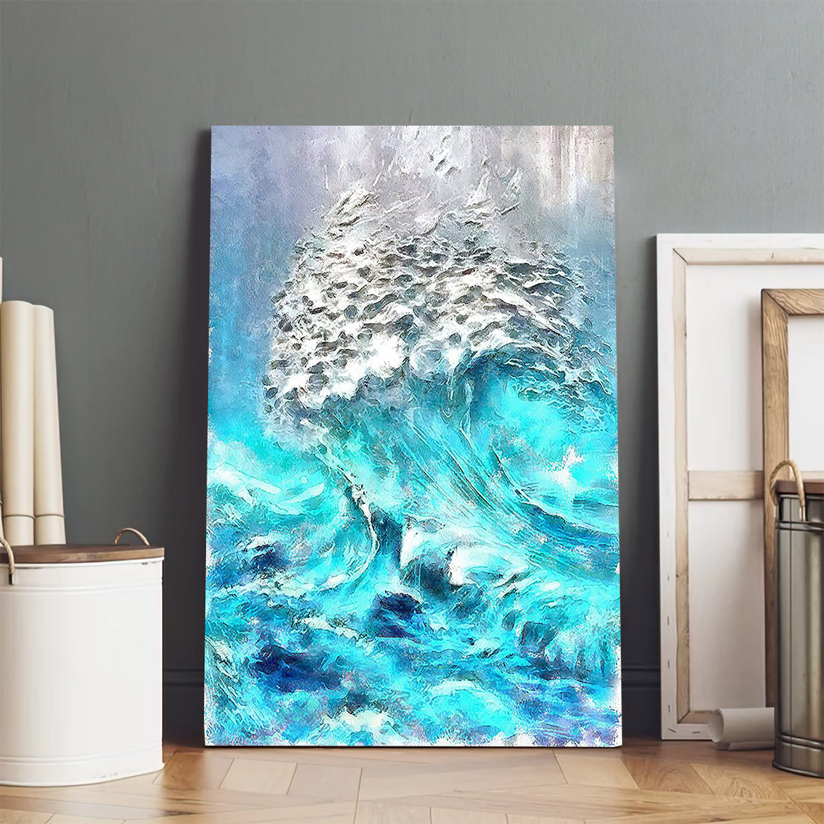 Abstract Waves Painting Canvas Wall Art - Canvas Wall Decor - Home Decor Living Room