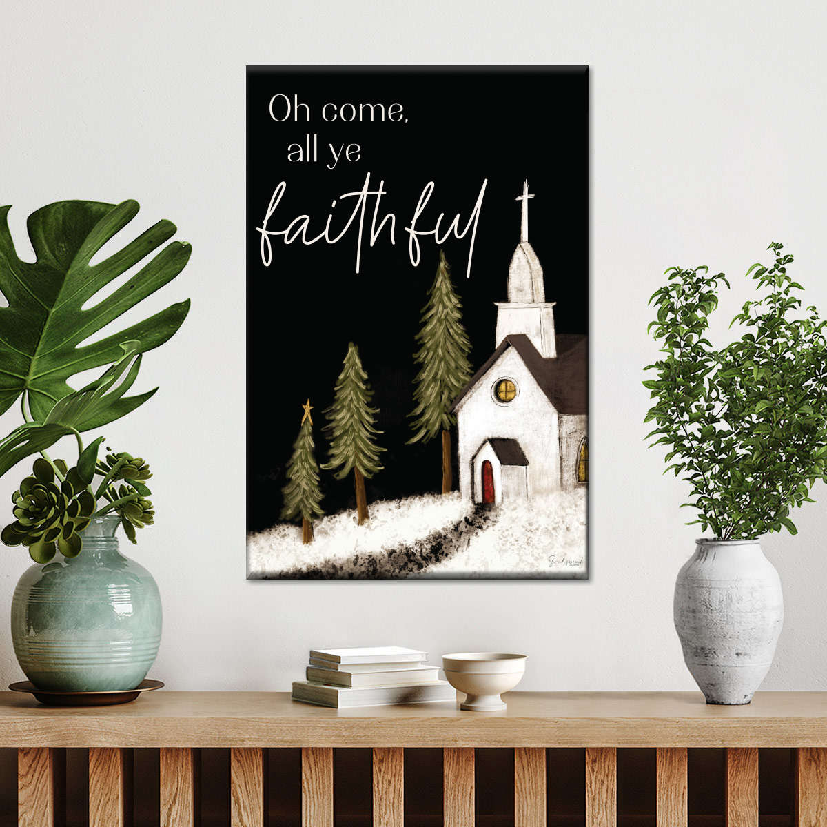 All Ye Faithful Canvas Wall Art - Christian Wall Decor Art - Religious Wall Decor