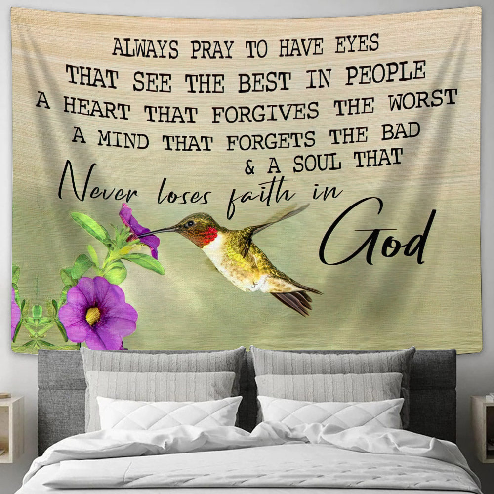 Always Pray Tapestry Print Christian Wall Art Decor - Christian Wall Tapestry - Tapestry Wall Hanging