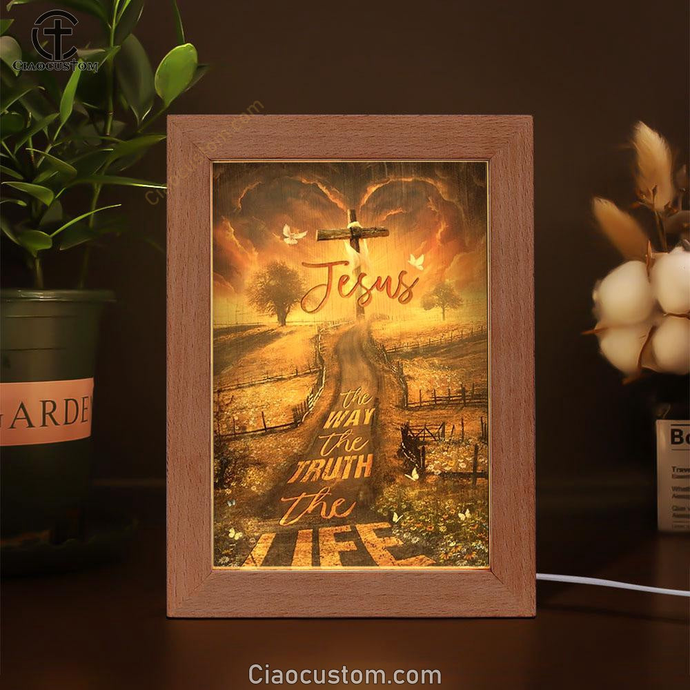 Amazing Farm, Pretty Sunset, Daisy Field, Jesus The Way, The Truth, The Life Frame Lamp