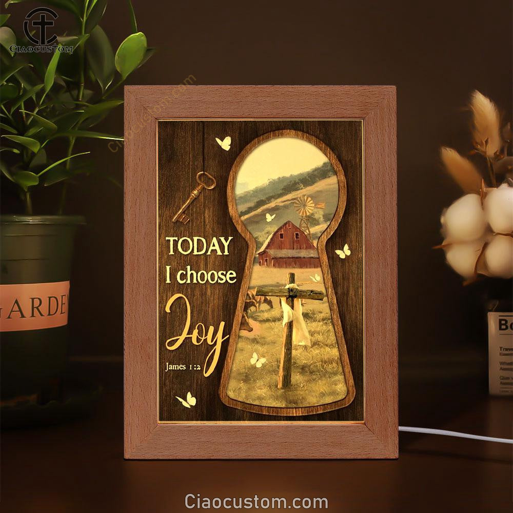 Amazing Key, Cross Symbol, Green Meadow Land, Today I Choose Joy Frame Lamp