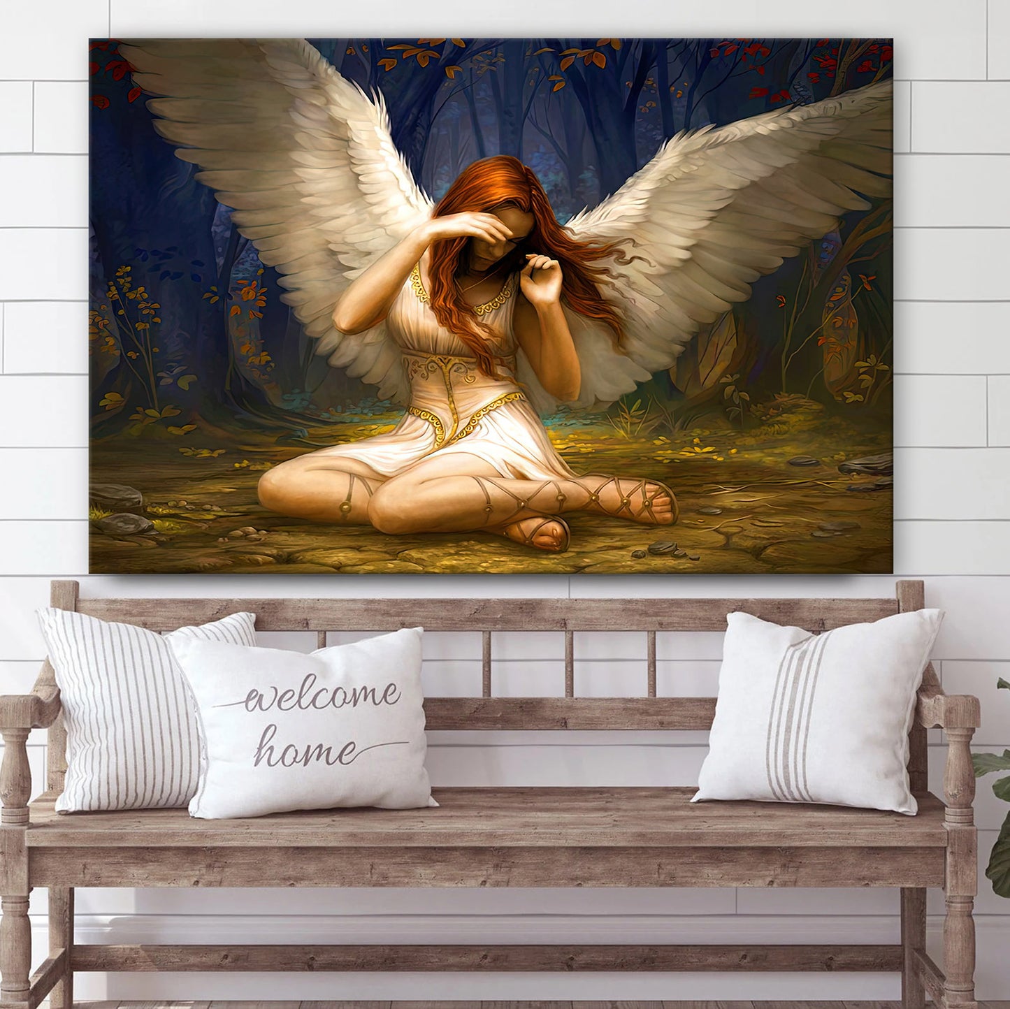 Angel Girl Canvas Wall Art - Catholic Canvas Wall Art - Religious Gift - Christian Wall Art Decor