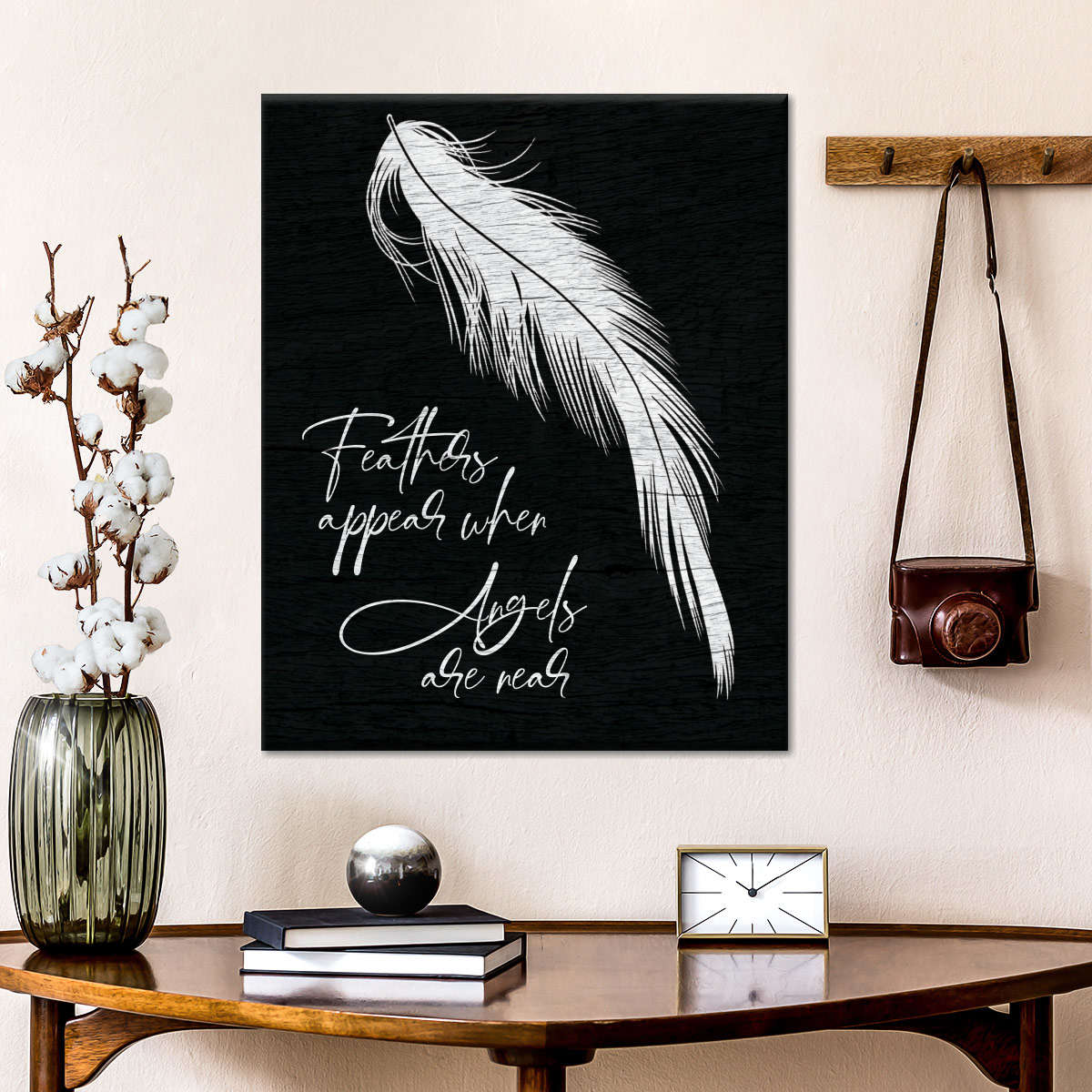 Angels Are Near Feather Canvas Wall Art - Christian Wall Decor Art - Religious Wall Decor