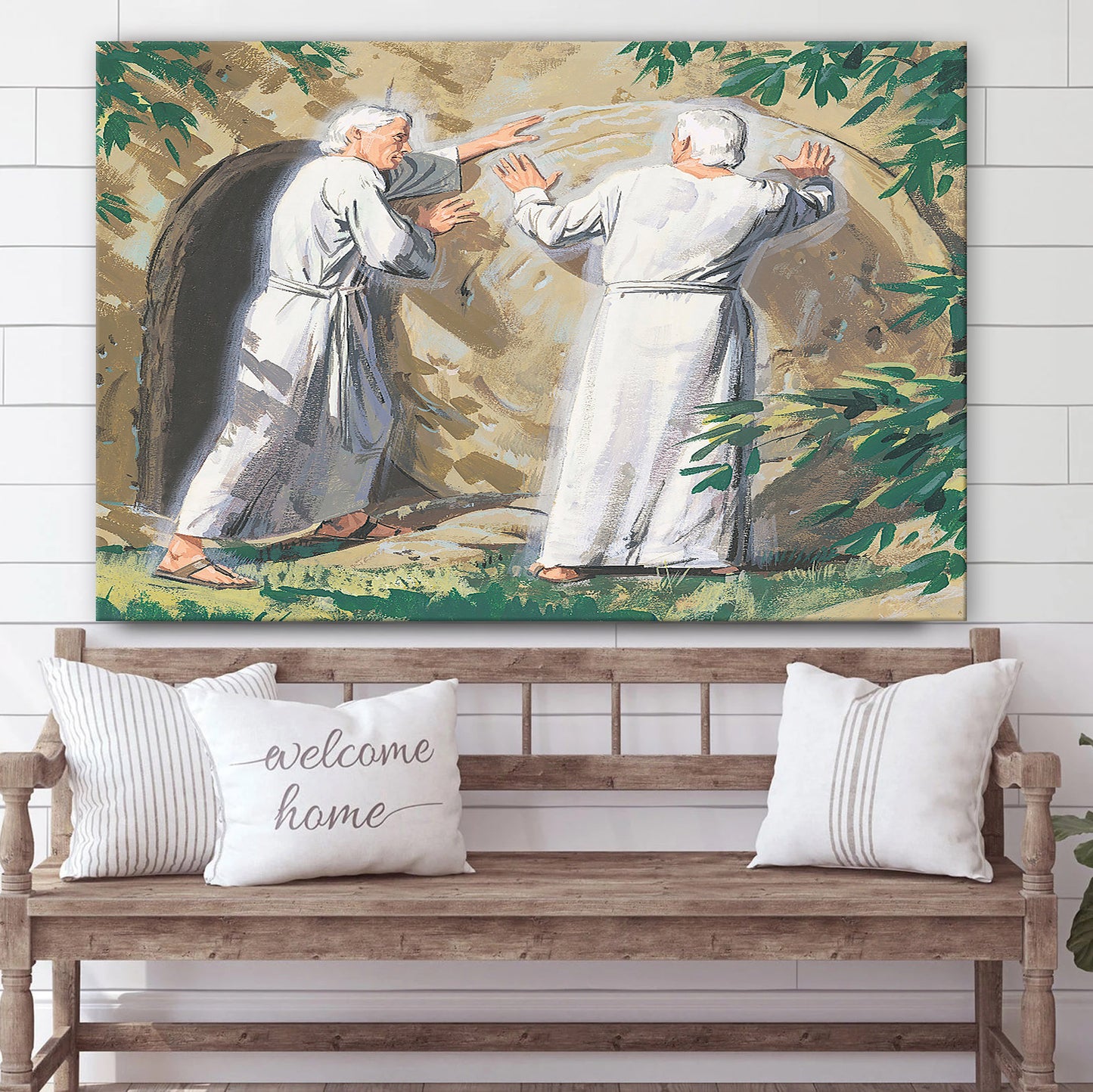 Angels Rolling The Stone Away Canvas Pictures - Christian Paintings For Home - Religious Canvas Wall Decor