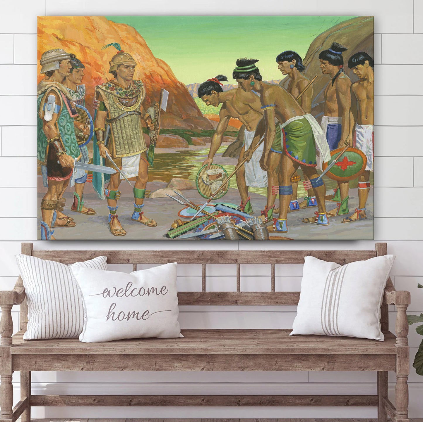 Army Of Zerahemnah Throws Down Its Weapons Canvas Pictures - Christian Paintings For Home - Religious Canvas Wall Decor