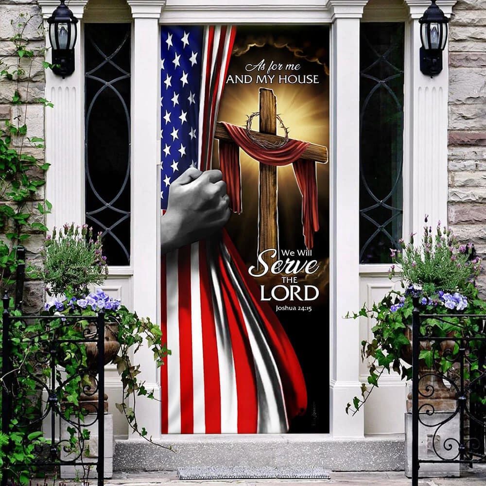 As For Me And My House Door Cover - We Will Serve The Lord Door Cover - Religious Door Decorations