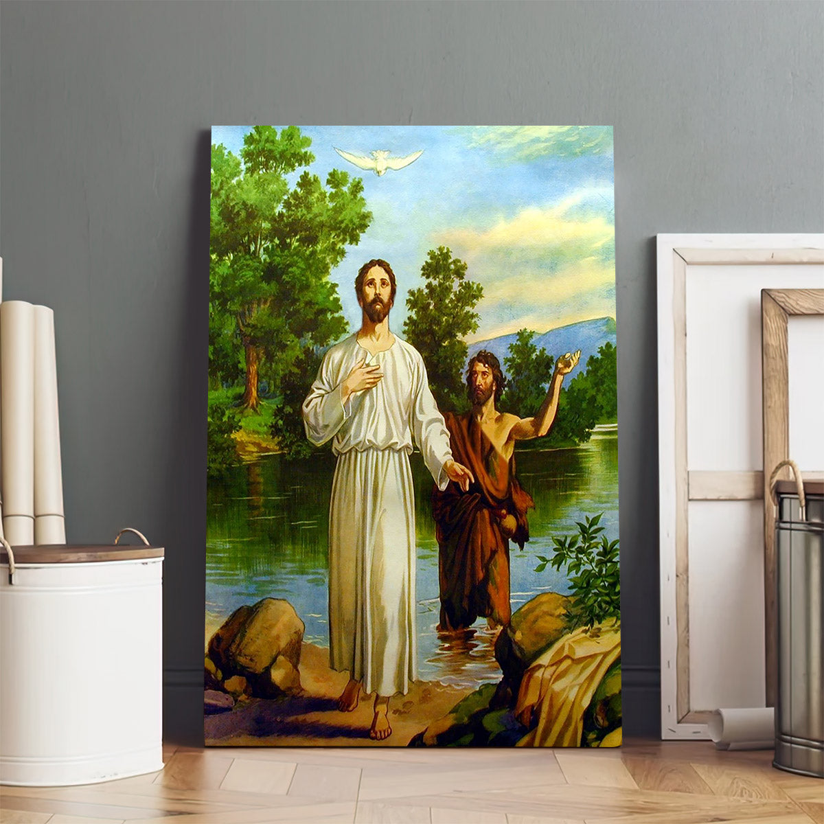 Baptism Of Christ American School Canvas Wall Art - Jesus Christ Canvas - Christian Wall Art