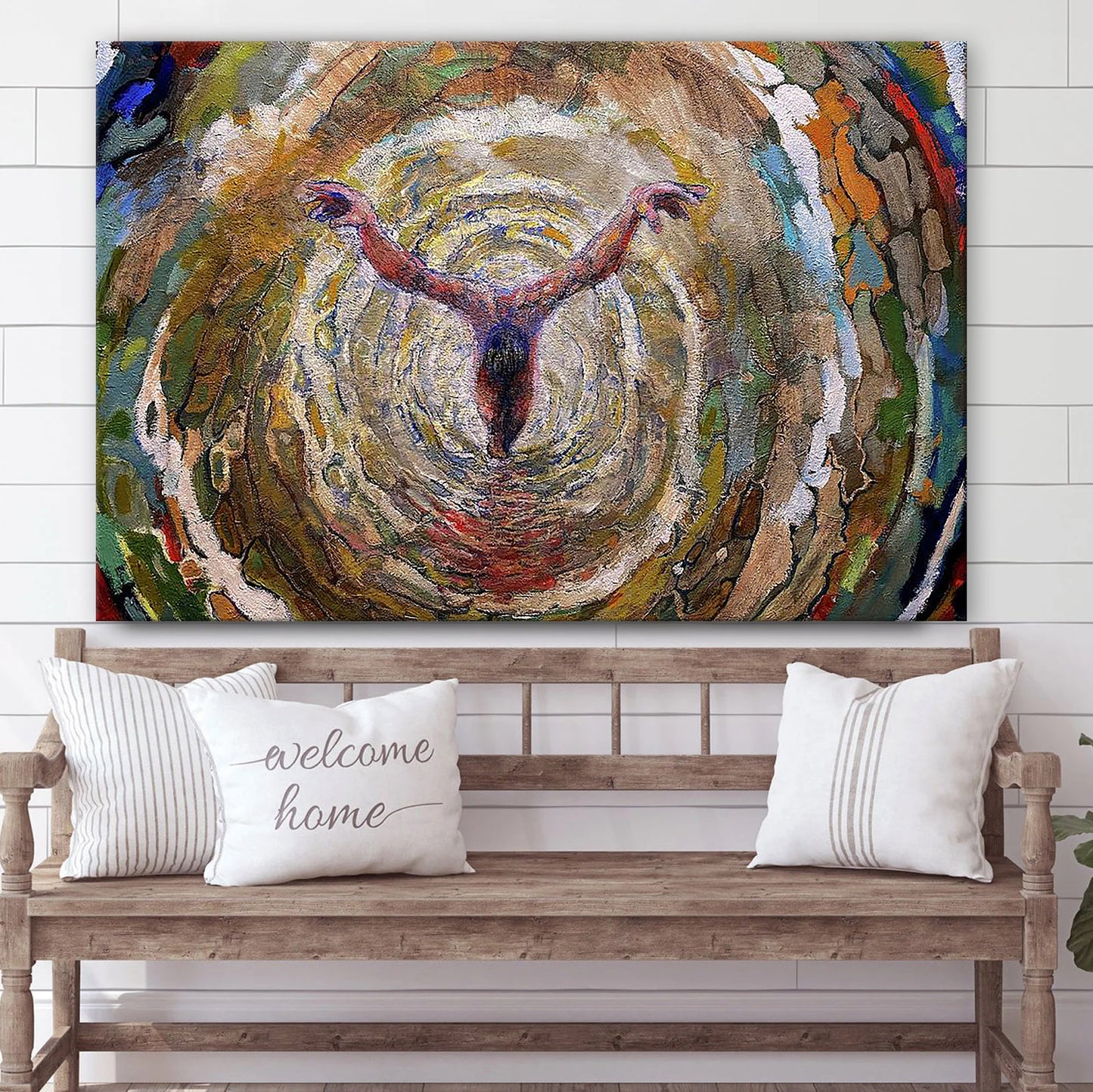 Baptism Vortex Of The Christ 1 Canvas Wall Art - Jesus Baptism Canvas - Christian Paintings For Home