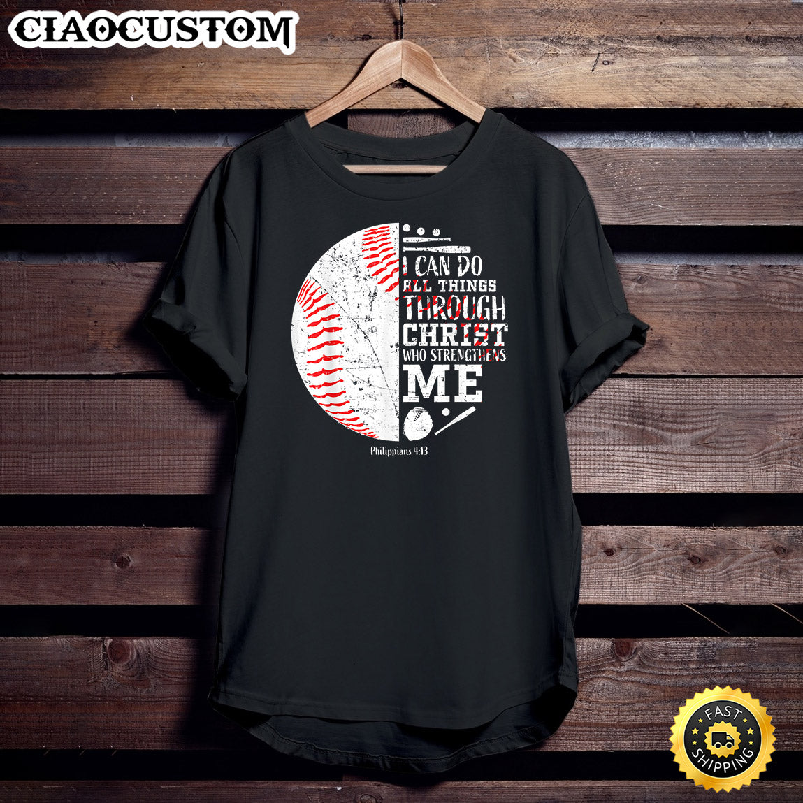 Baseball Philippians 4_13 T Shirts Gifts - Christian Shirt