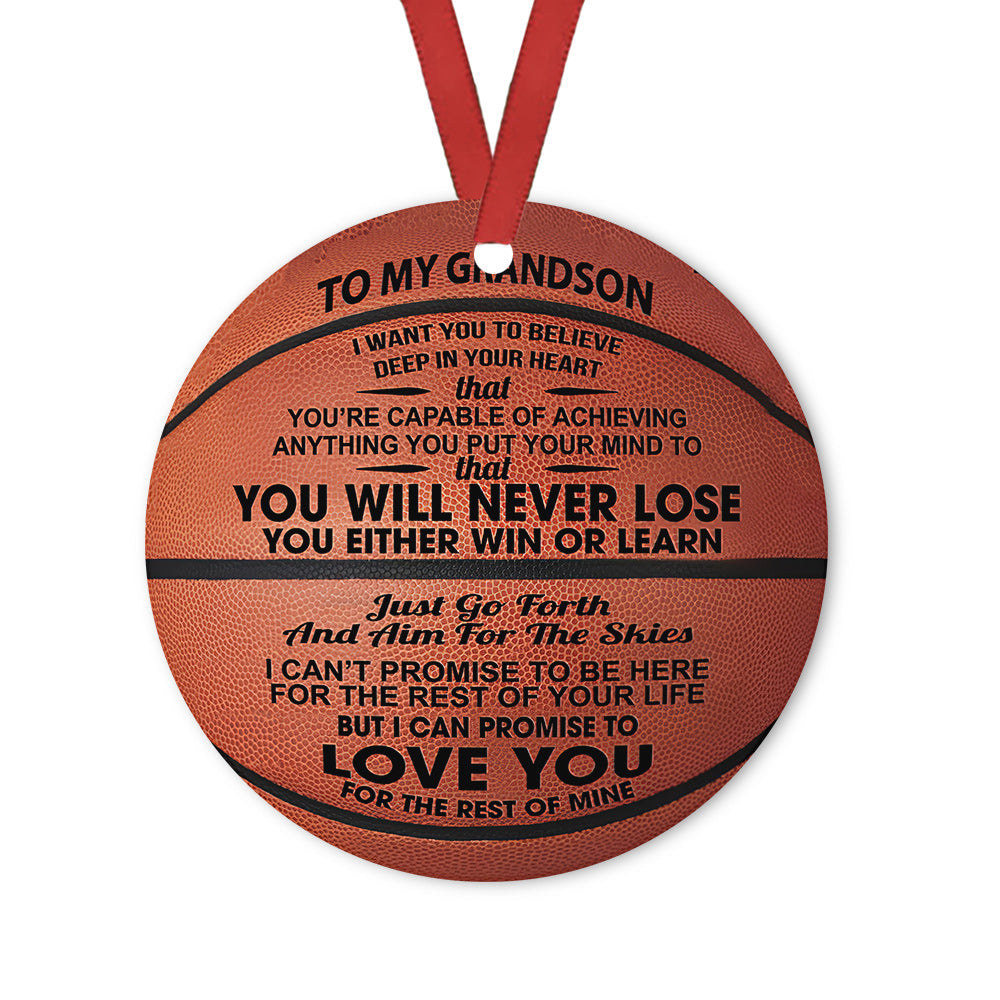 Basketball Grandson You Never Lose Circle Ornament - Christmas Ornament - Ciaocustom