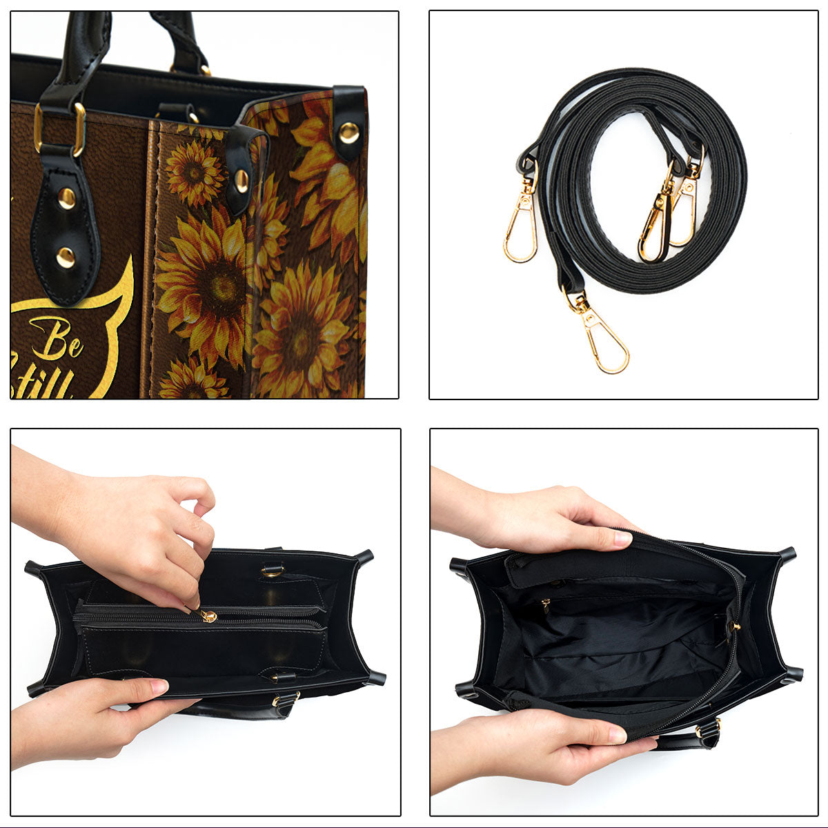 Be Still And Know That I Am God Psalm 4610 Personalized Leather Handbag With Handle Christ Gifts For Religious Women