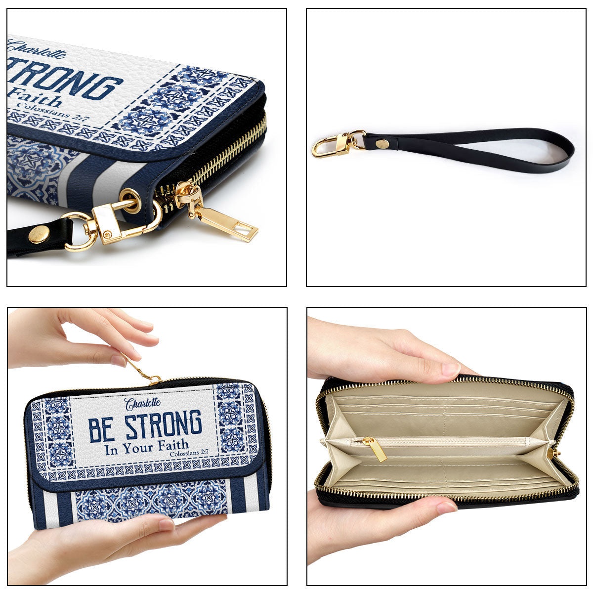 Be Strong In Your Faith Clutch Purse For Women - Personalized Name - Christian Gifts For Women