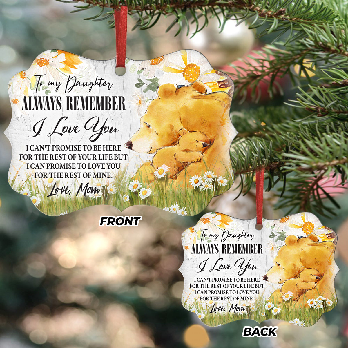 Bear To My Daughter Metal Ornament - Christmas Ornament - Christmas Gift