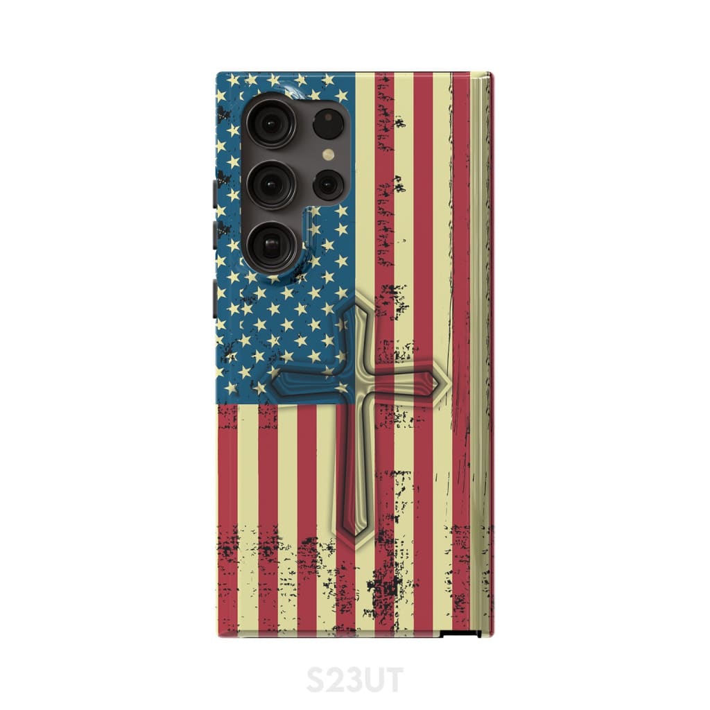 Beautiful American Flag Cross Phone Case - Bible Verse Phone Cases Samsung