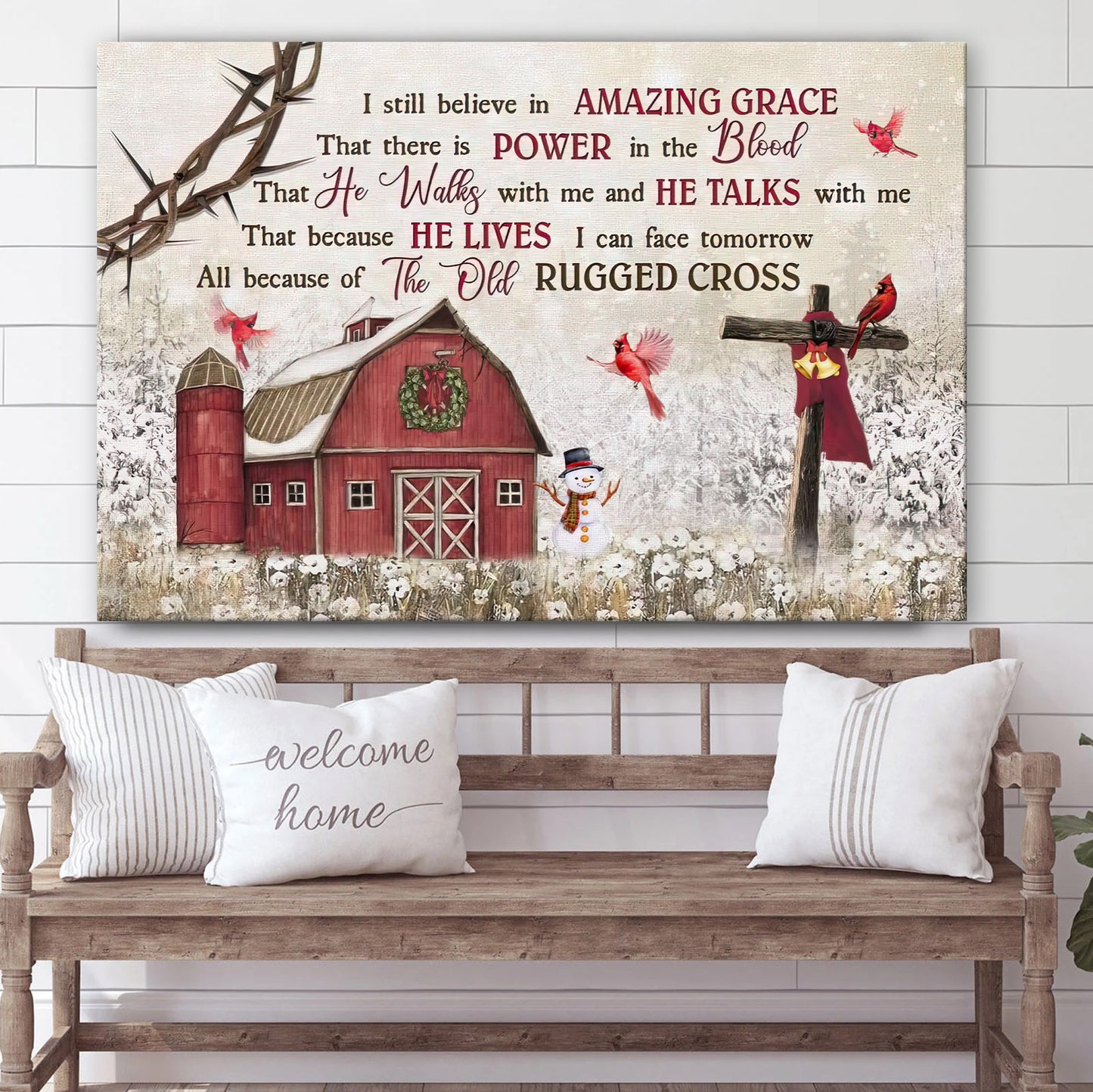 Because He Lives I Can Face Tomorrow Wall Canvas Art - Hanging On Poster #2