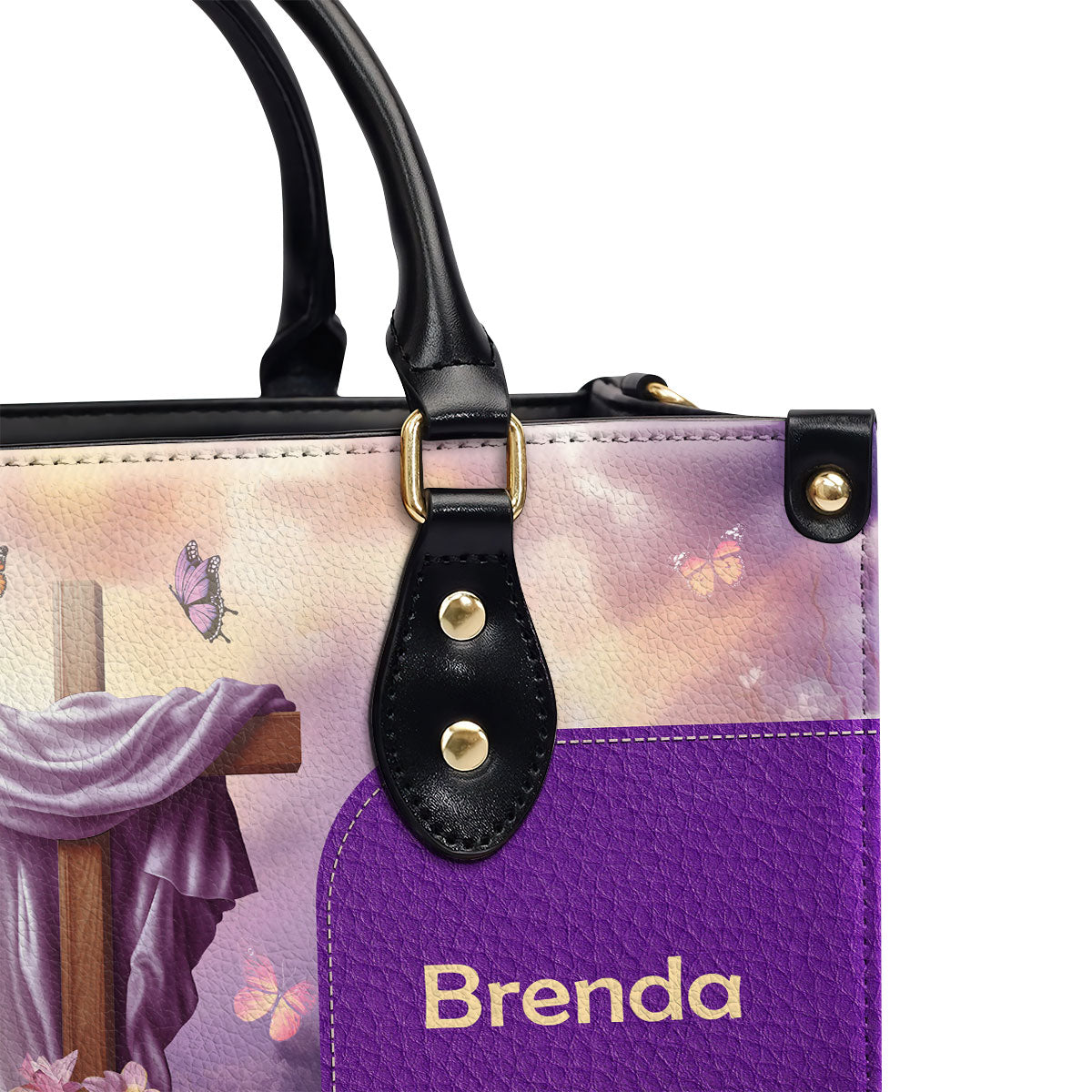 Because He Lives Personalized Leather Handbag With Zipper - Inspirational Gift Christian Ladies